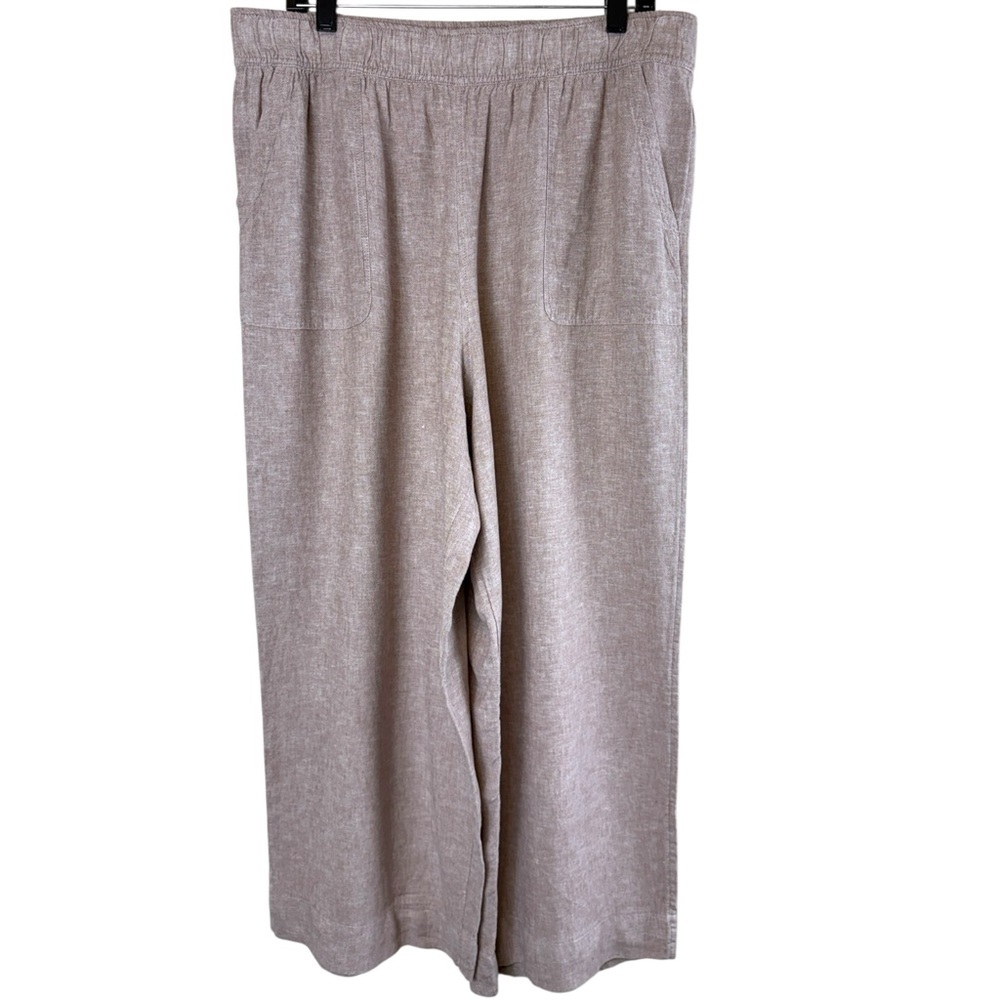 Sigrid Olsen Warm Taupe Linen Blend Wide Leg Palazzo Pants Cropped Pull On XL πΏβ¨ - Picture 9 of 9